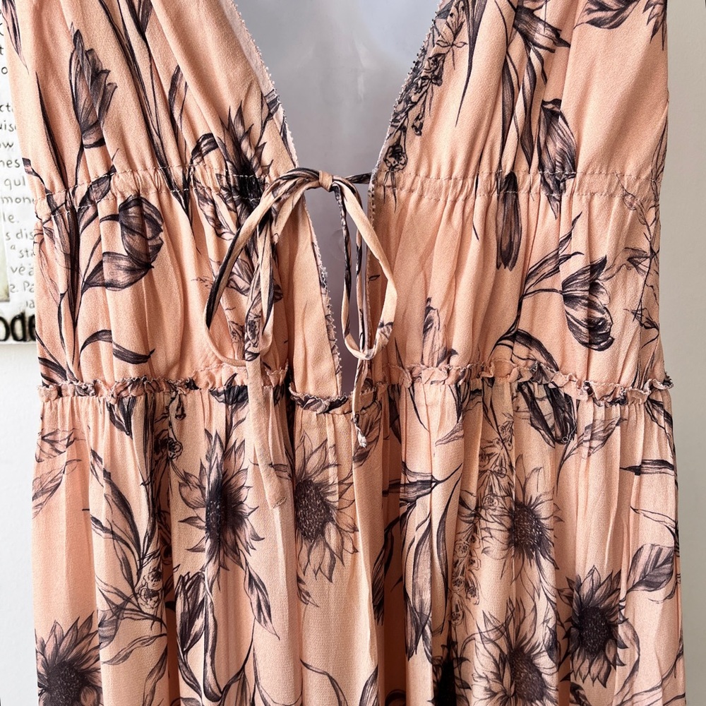 REISS Floral Print Blush Maxi Dress Size 6 - Picture 10 of 15